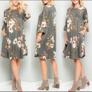 ✨ NEW ✨ Ultra-Soft Sage Green Floral Flowy Over-Sized Dress